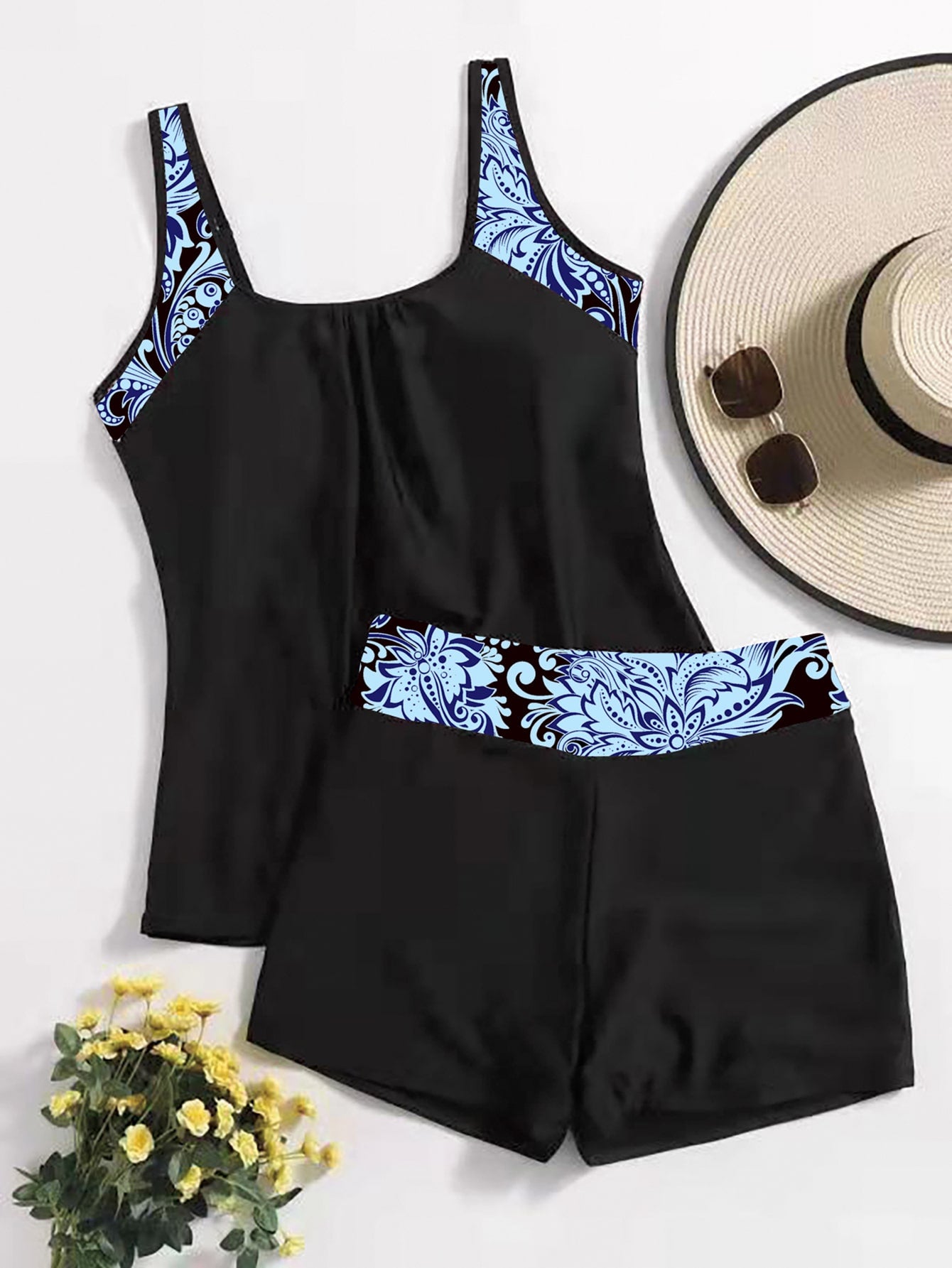 Summer Beach Plus Floral Panel Bikini Swimsuit