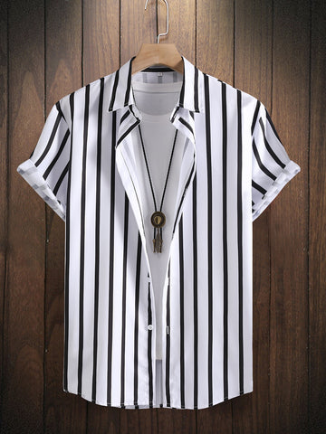 Men Random Vertical Striped Shirt Without Tee