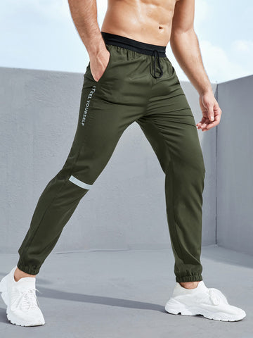 Men Slogan Graphic Sports Pants