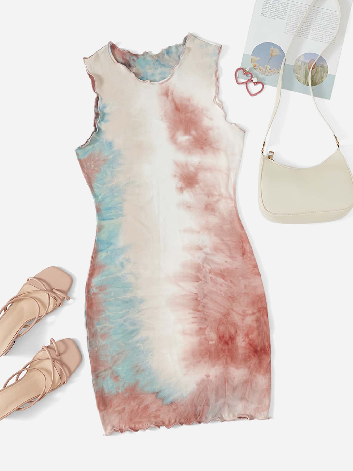 Tie Dye Lettuce Trim Dress