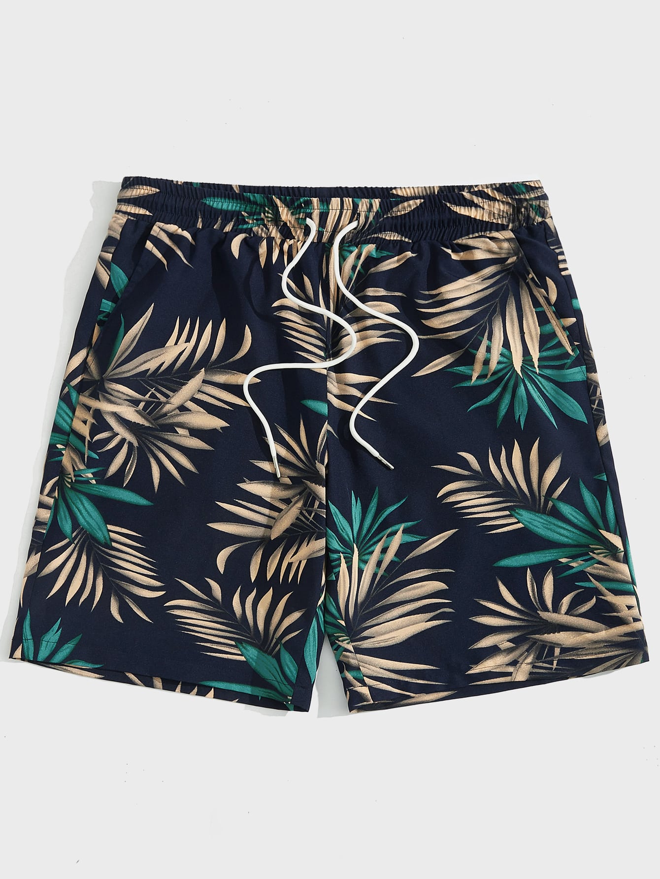 Men Tropical Print Drawstring Waist Shorts Baggy Board Cool Graphic Colorful Vacation Beach