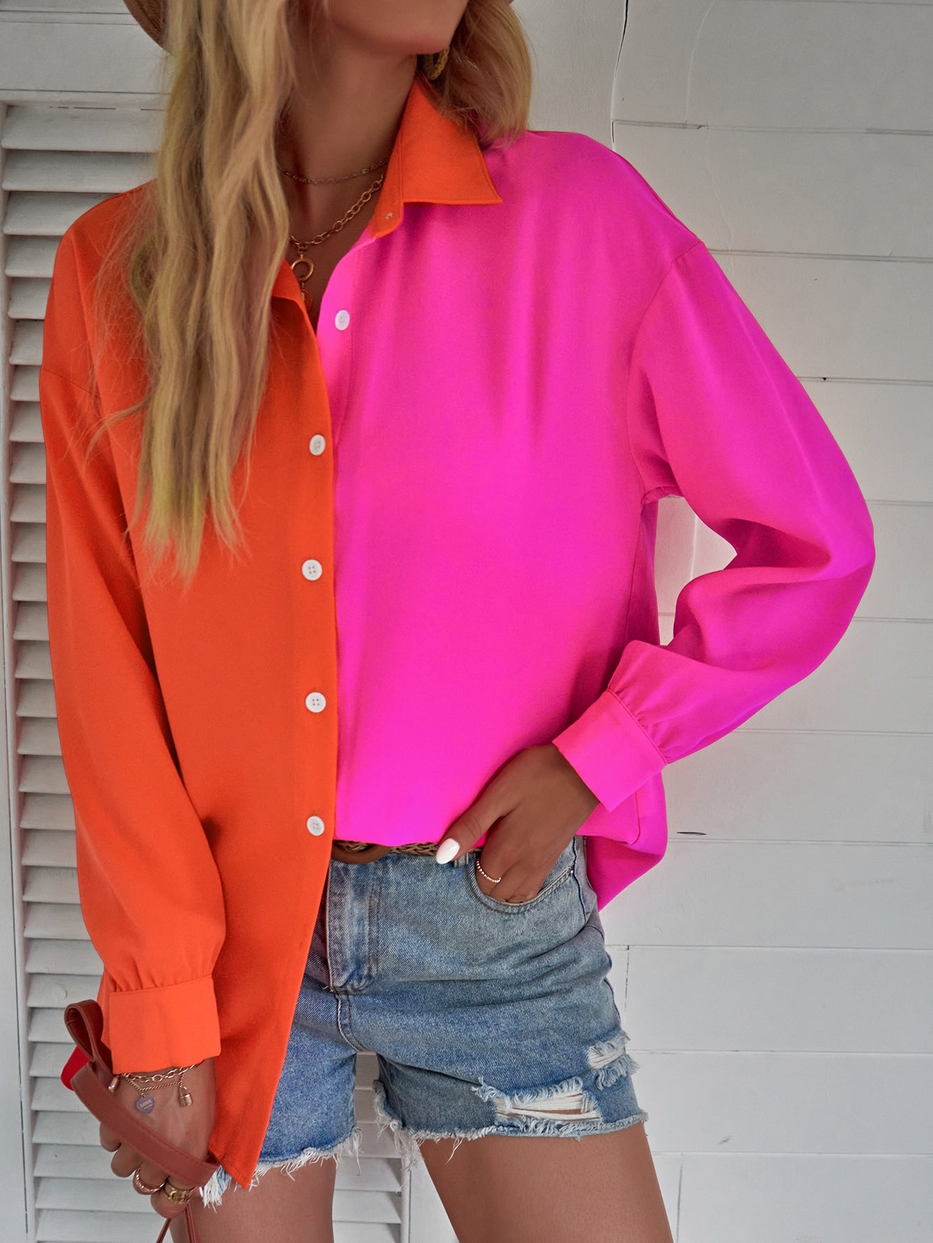 Two Tone Drop Shoulder Shirt