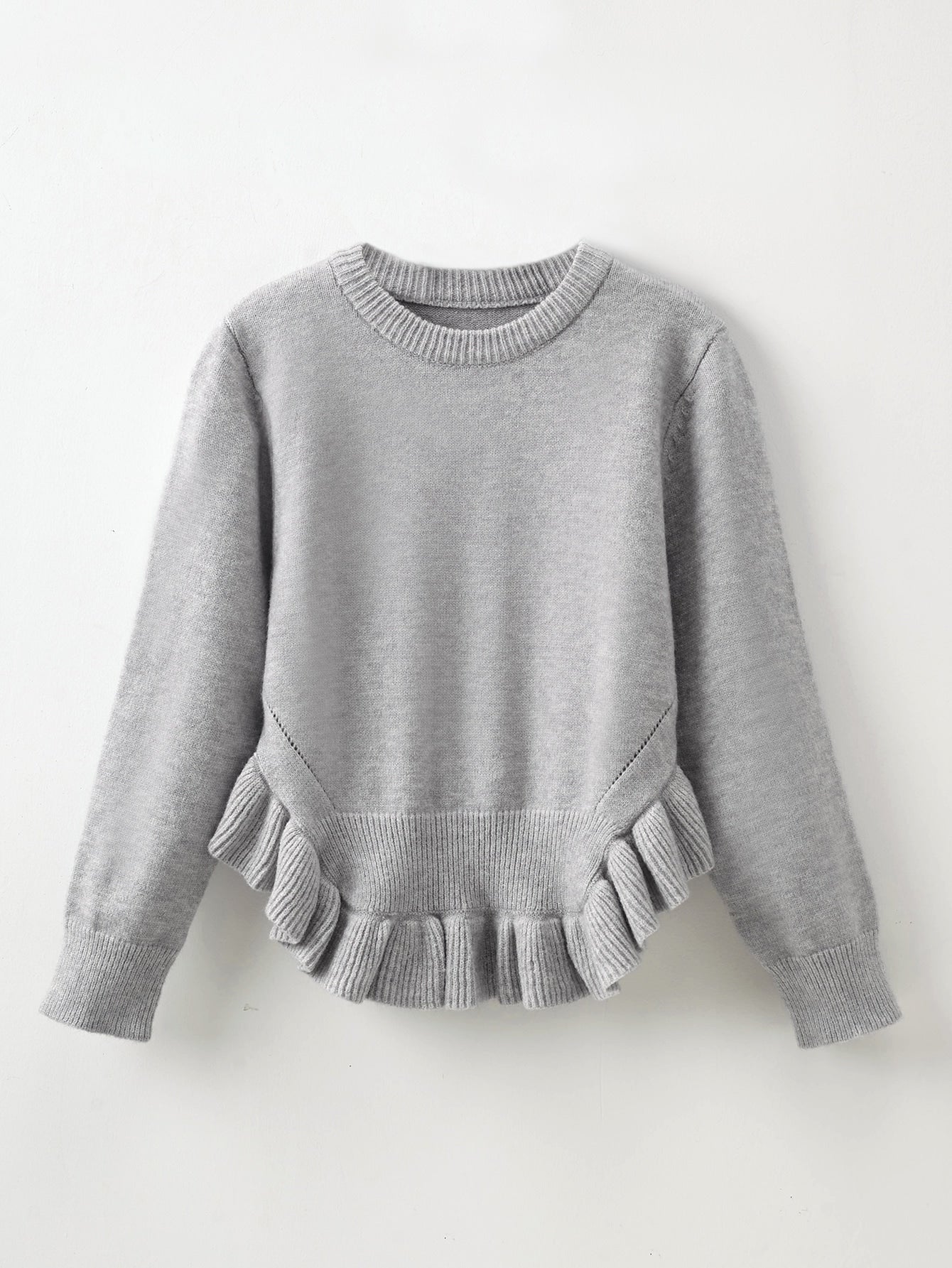 Girls Ruffle Asymmetrical Hem Sweater