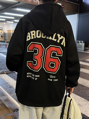 Men Slogan Graphic Drop Shoulder Drawstring Hoodie