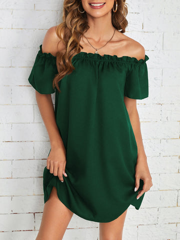 Off Shoulder Frill Trim Dress