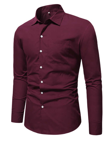 Men Pocket Patched Button Up Shirt