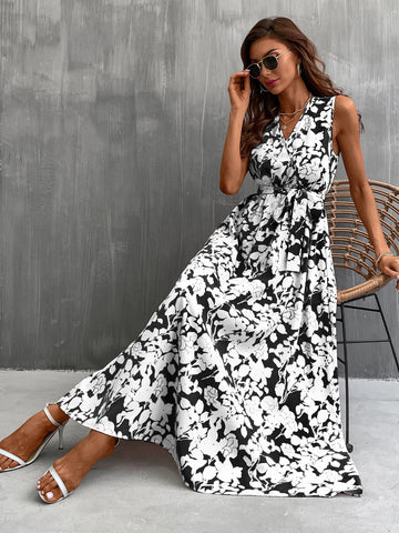 Floral Print Belted Dress