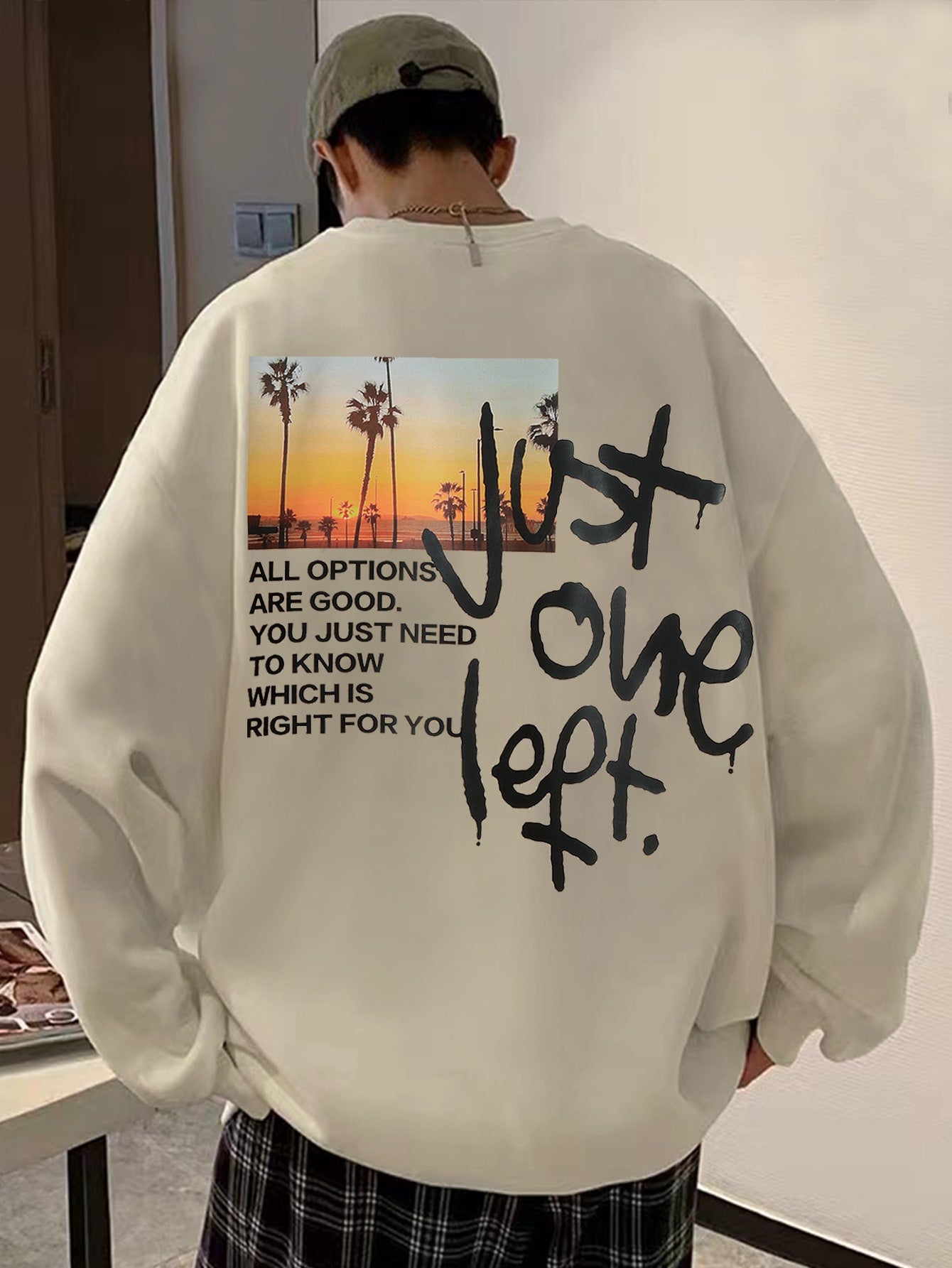 Loose Fit Men's Slogan & Scenery Printed Sweatshirt Without Necklace