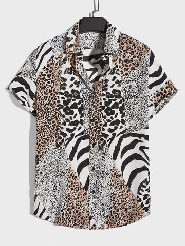 Men Leopard & Zebra Stripe Shirt