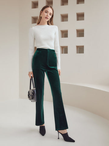 VELVET FLARE LEG PANTS