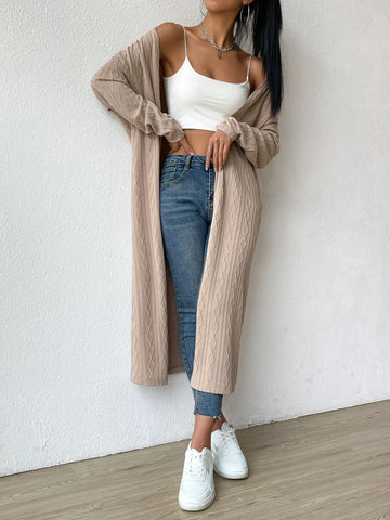 Drop Shoulder Open Front Coat