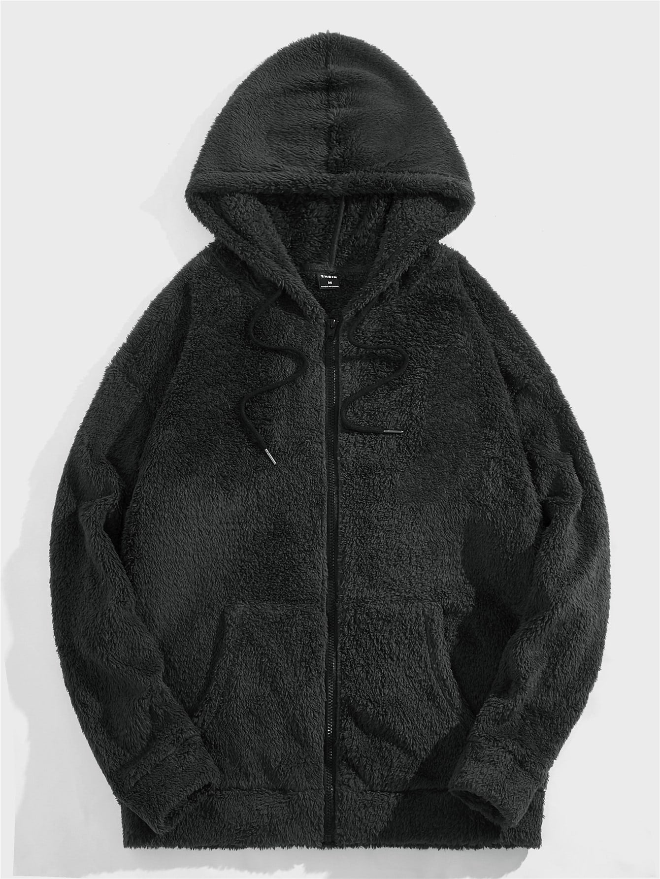 Men Kangaroo Pocket Drawstring Teddy Oversize Hoodie