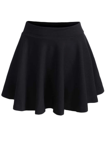 Plus Elastic Waist Solid Skirt