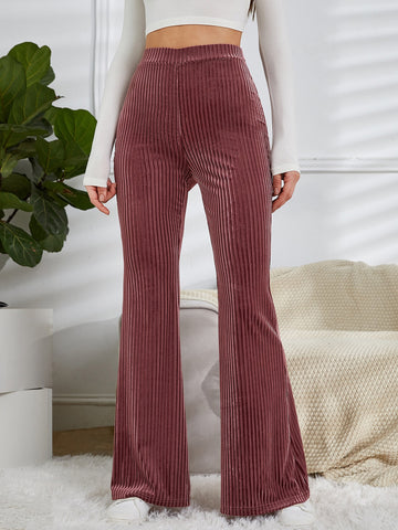 High Waist Flare Leg Velvet Pants