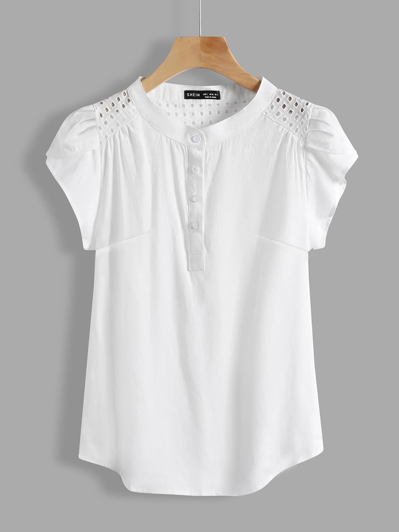 Schiffy Eyelet Panel Petal Sleeve Top