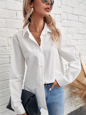 Solid Button Front Shirt