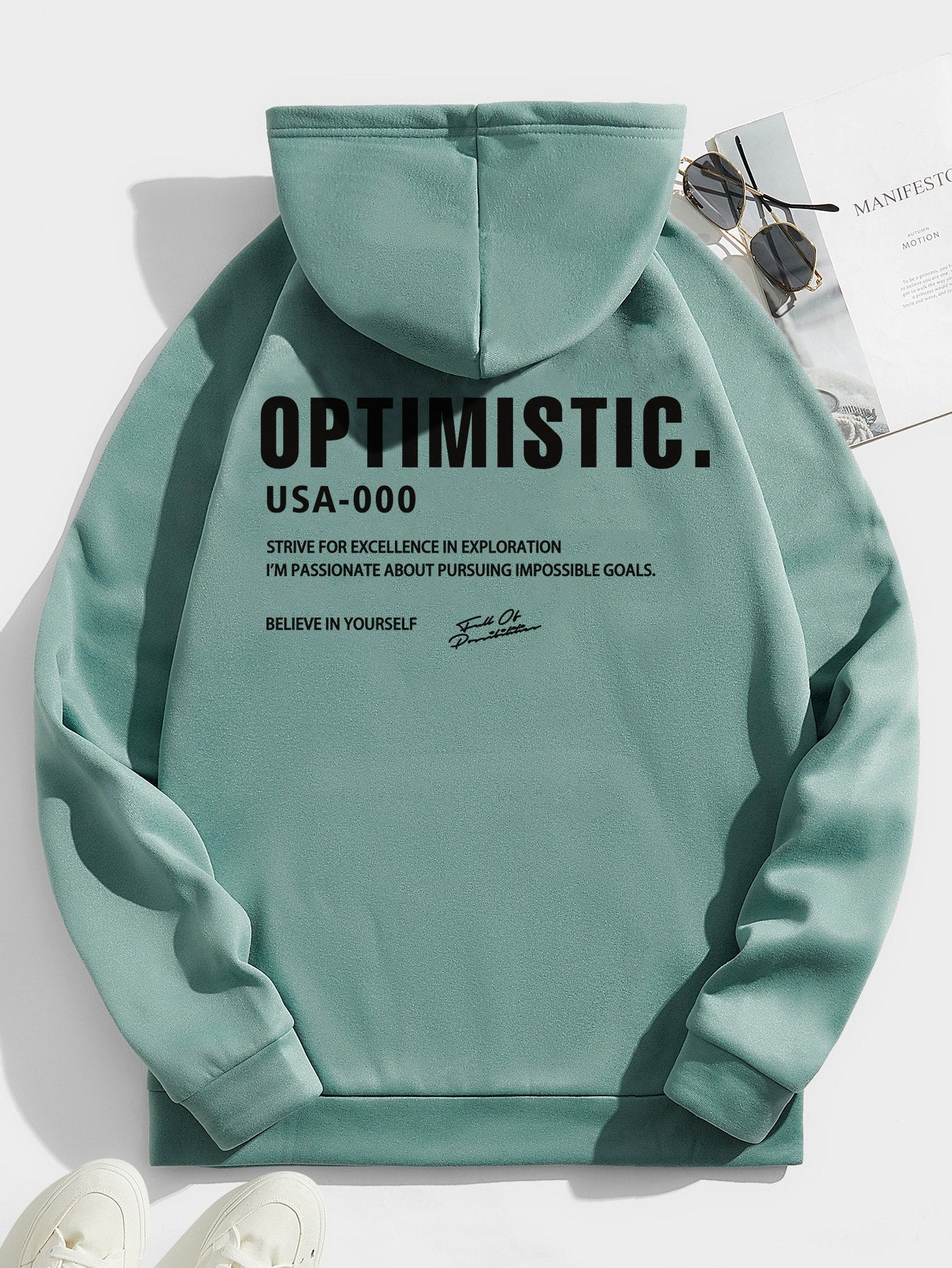 Men Slogan Graphic Drawstring Thermal Lined Hoodie