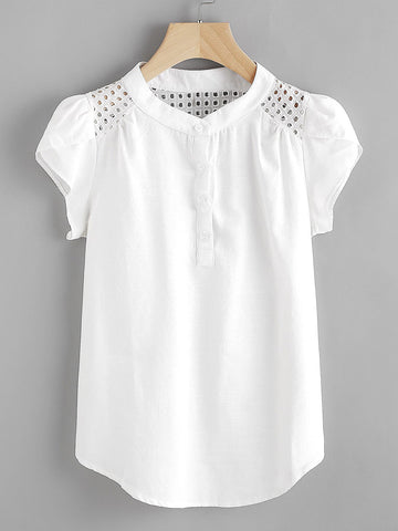 Plus Cut Out Henley Blouse