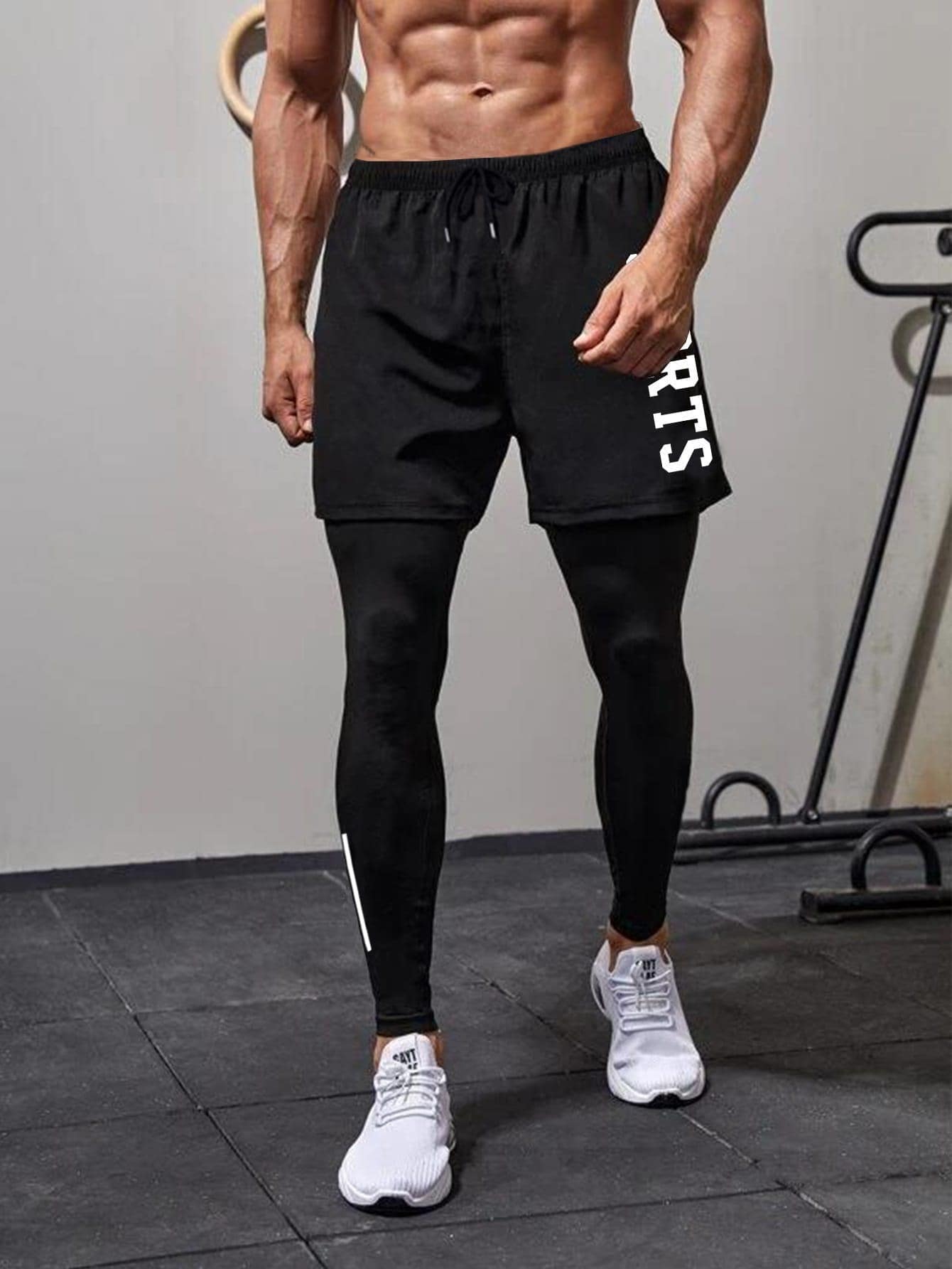 Men Letter Graphic 2 In 1 Sports Pants