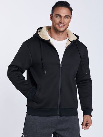 Men Plus Thermal Lined Zip Up Hooded Jacket