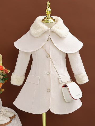 Young Girl Borg Collar Overcoat Without Bag