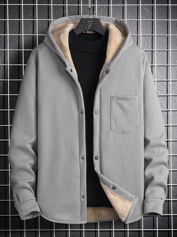 Men 1pc Thermal Lined Hooded Coat