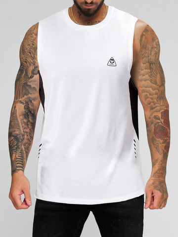 Men Cattle & Letter Graphic Contrast Panel Sports Tank Top Workout Tops