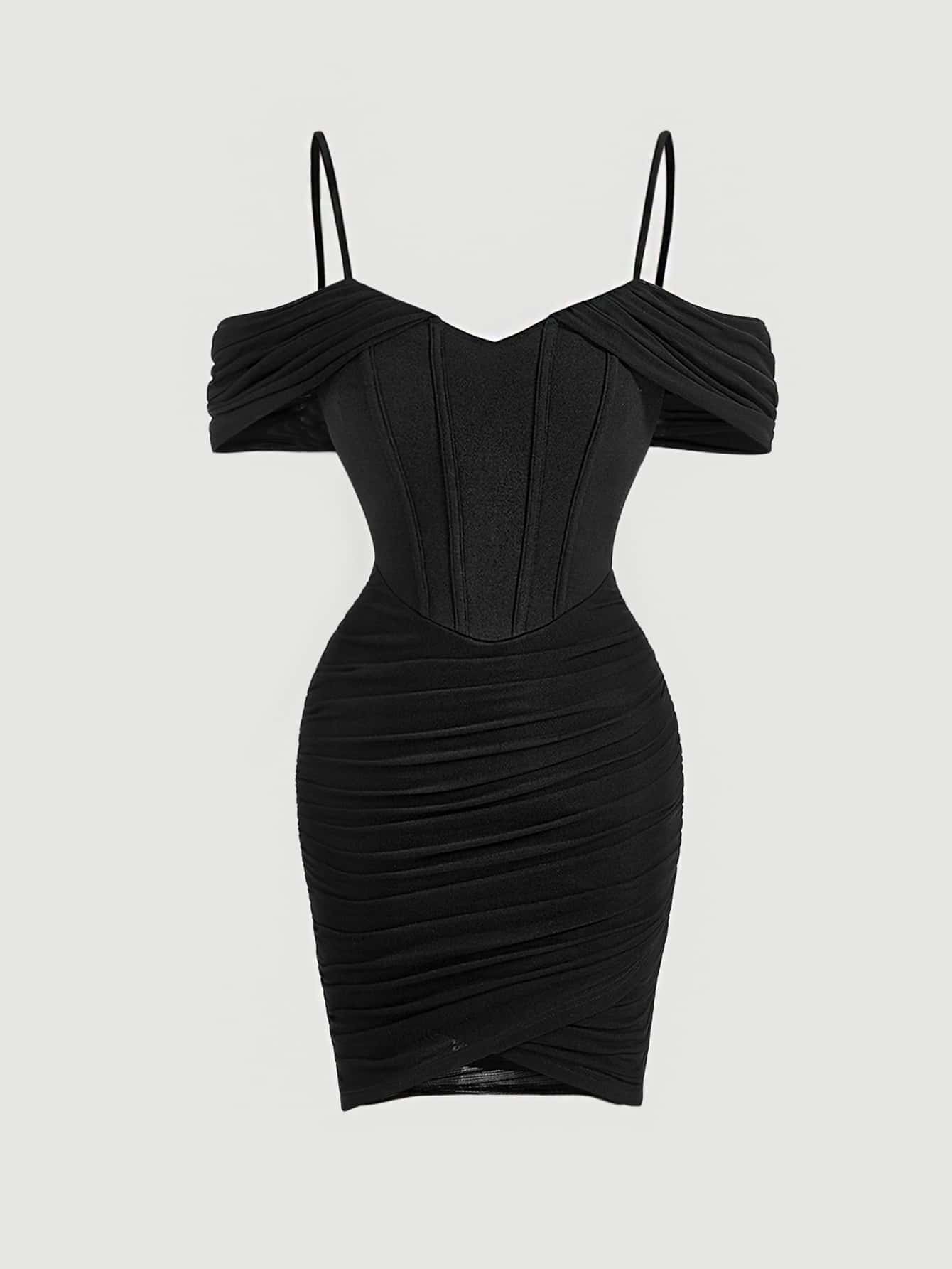 Cold Shoulder Ruched Bodycon Dress