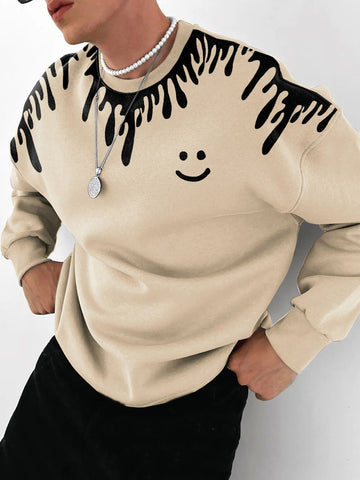 Men Cartoon Face Print Sweatshirt