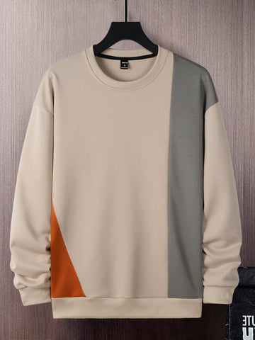 Men Color Block Drop Shoulder Sweatshirt