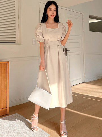 Square Neck Puff Sleeve Dress