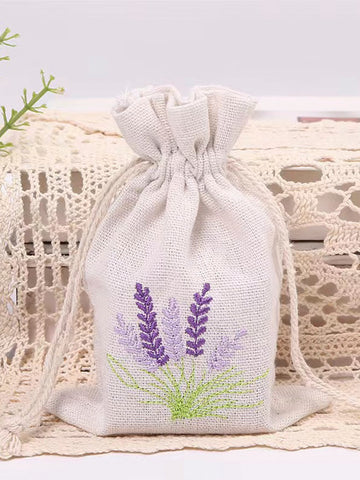1pc Fabric Gift Bag, Floral Embroidered Drawstring Party Favor Goodie Bag For Party