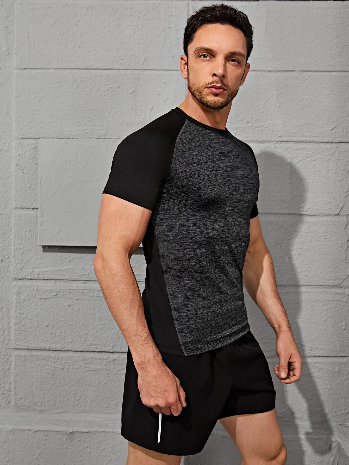 Men Space Dye Raglan Sleeve Sports Tee