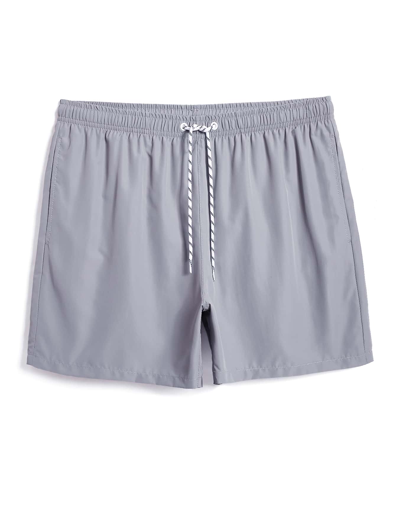 Men Drawstring Waist Swim Trunks