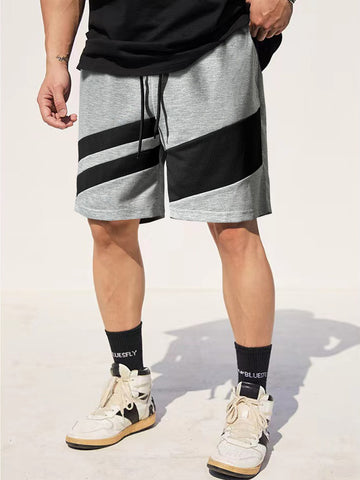 Loose Fit Men's Colorblock Shorts With Drawstring Waist Baggy Knee Graphic Color Block Work Regular Shirts Dad And Me