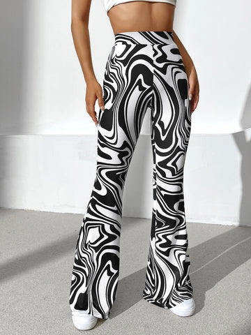 Allover Print Flare Leg Pants