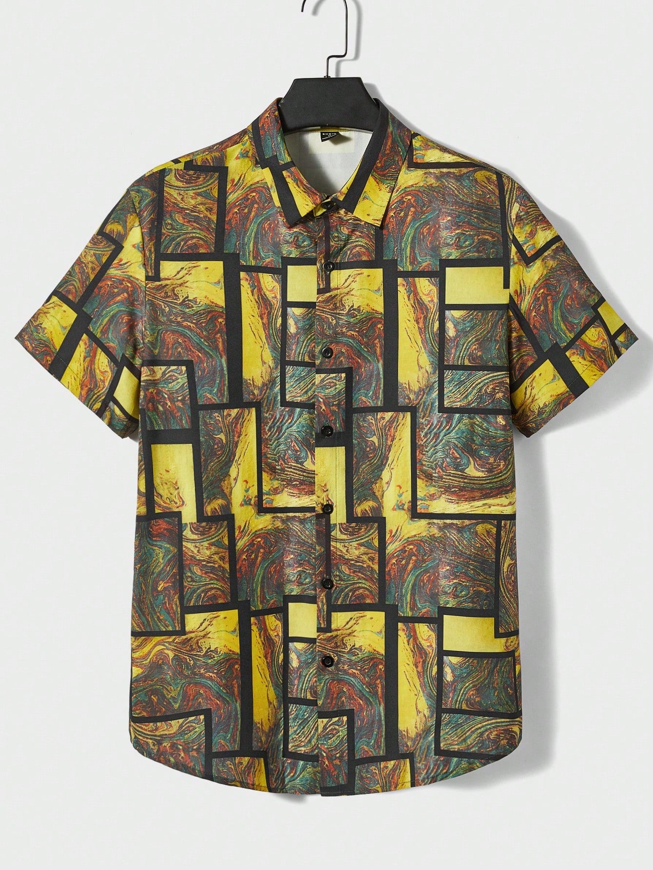 Men Patchwork Print Shirt