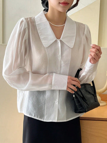 Solid Button Front Shirt