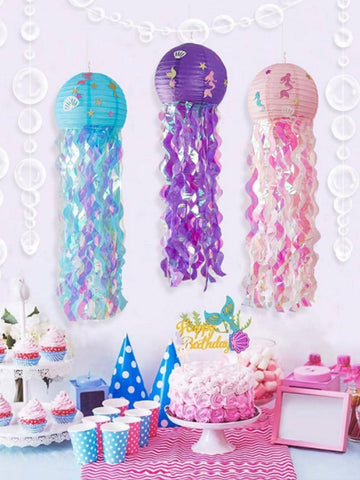 1pc Paper Party Lantern, Creative Mermaid Decor Hanging Lantern For Home Decor, Party