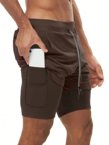 Men Phone Pocket Sports Shorts With Towel Loop Gym Shorts