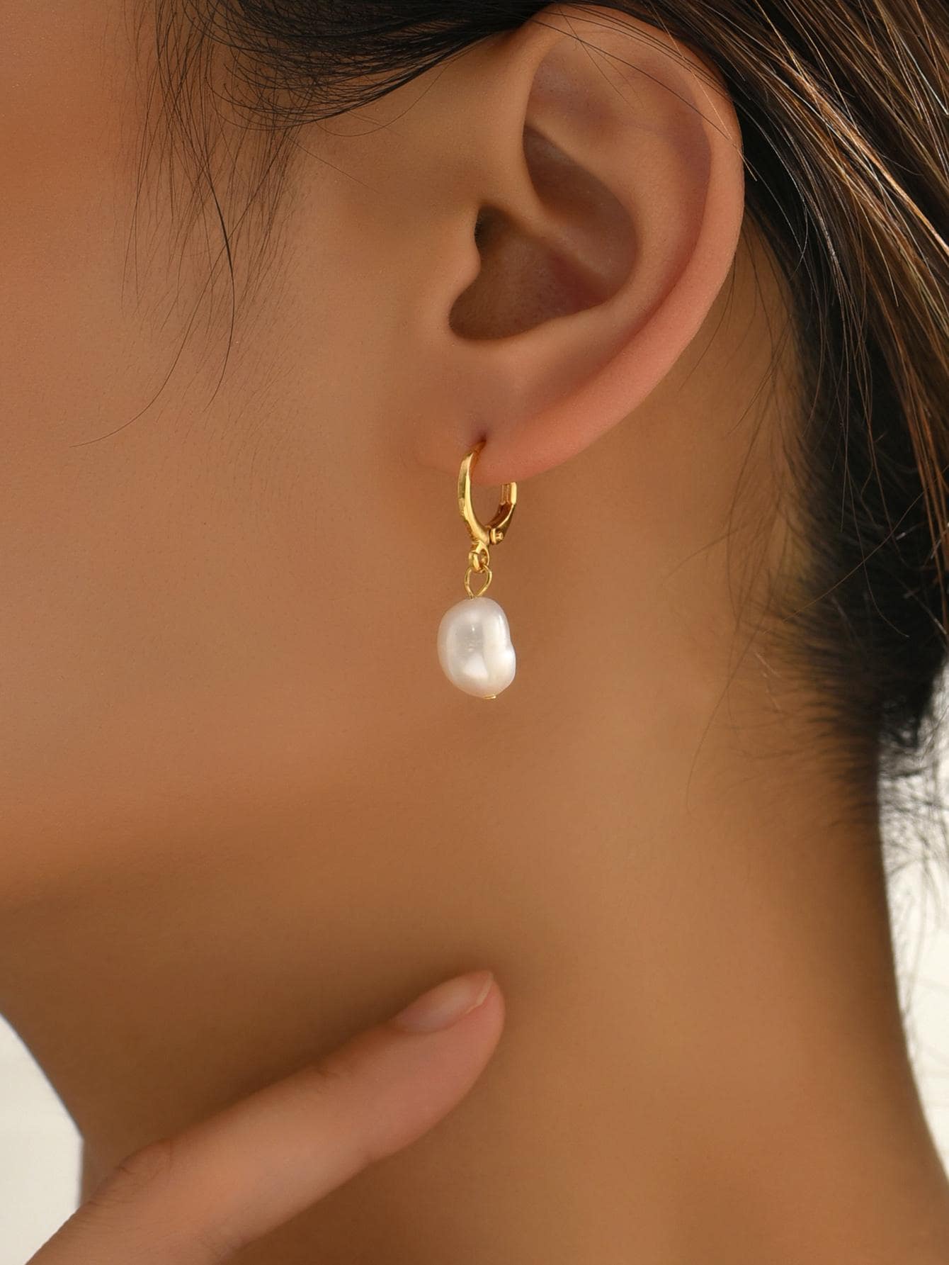1pair Elegant Faux Pearl Drop Earrings For Women For Party Copper Jewelry