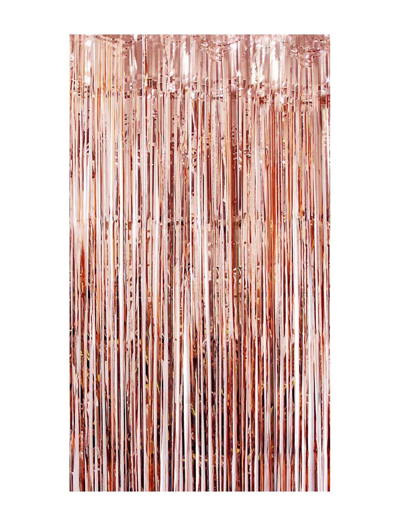 1pc Rose Gold Party Decoration Rain Silk Curtain 1*2m For Birthday Prop, Tassel Flower Background Party Decorations
