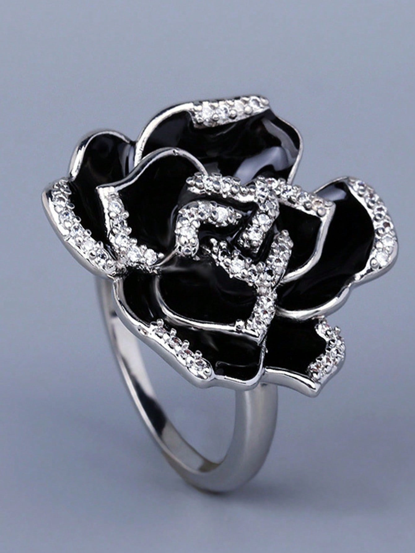 1pc Fashion Cubic Zirconia & Flower Decor Ring For Women For Party Copper Jewelry