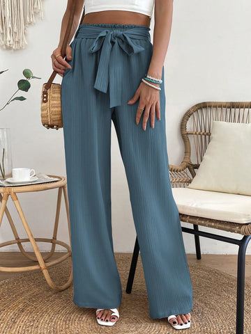 Paperbag Waist Belted Wide Leg Pants