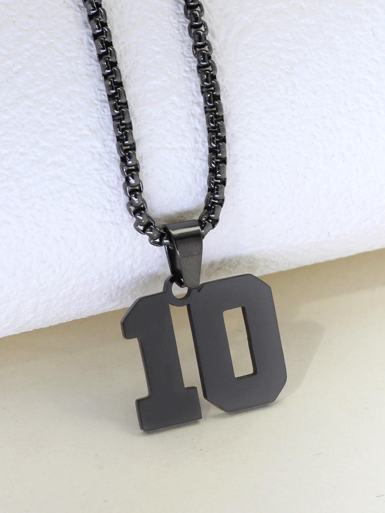 1pc Fashionable Stainless Steel Number 10 Pendant Necklace For Men For Daily Decoration, For Jewelry Gift And Party