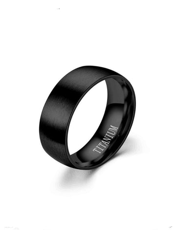 1pc Titanium Steel Men's Black Ring, Classic Business Style With Resistant Matte Finish, For Jewelry Gift And Party