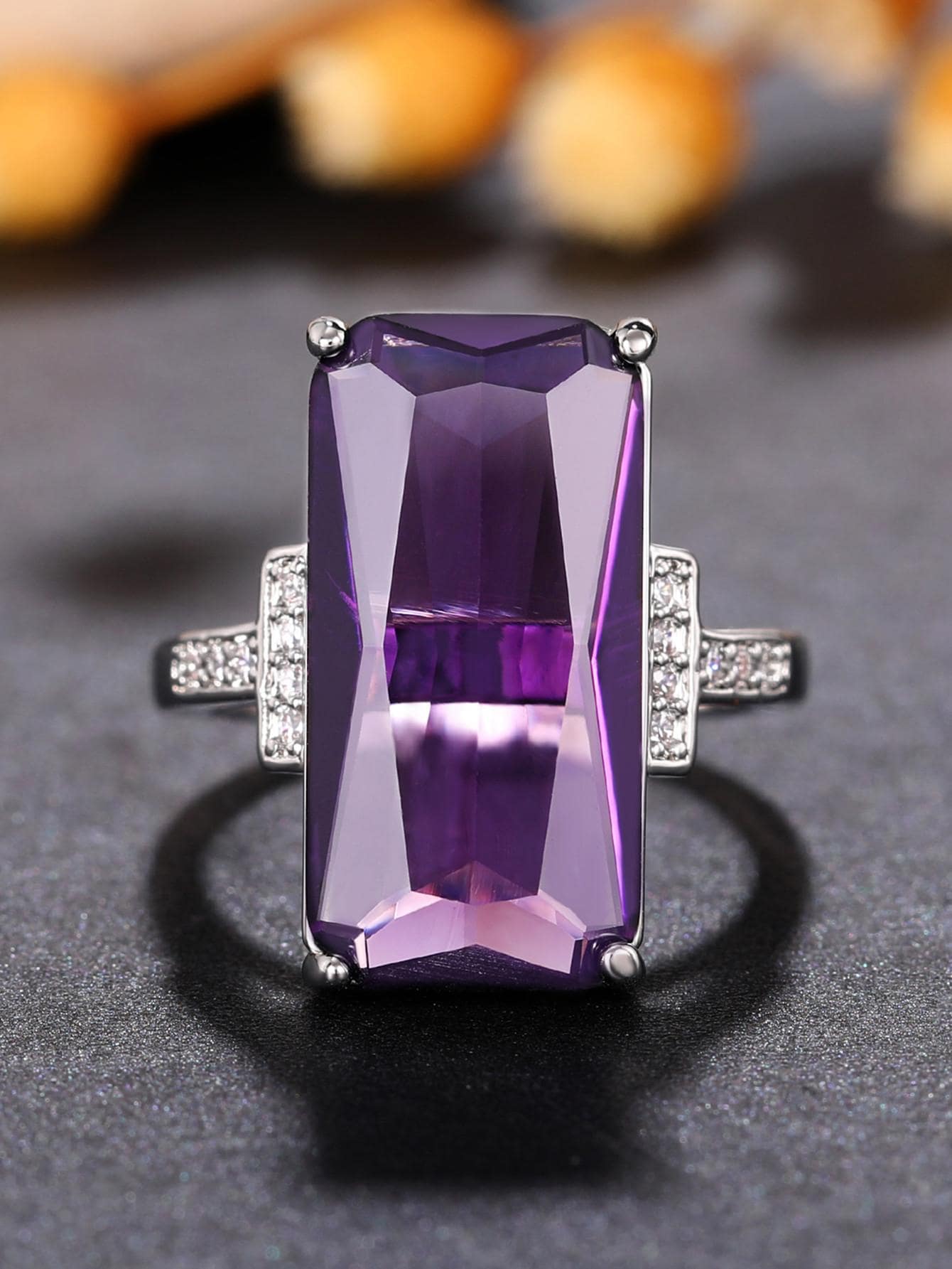 1pc Gorgeous Style Purple Cubic Zirconia Ring For Women For Wedding Engagement Anniversary Party