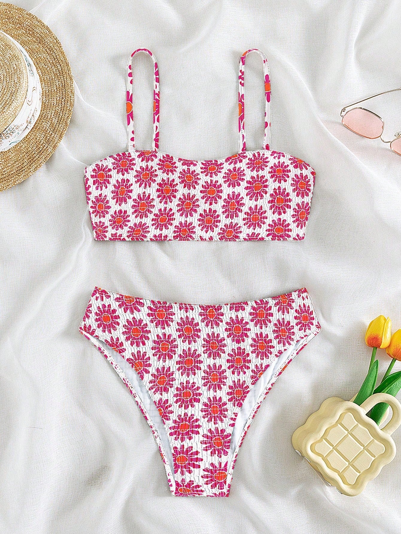 Summer Beach Floral Print Bikini Set