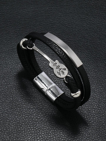 Men Guitar Decor Layered Bracelet, For Jewelry Gift And Party