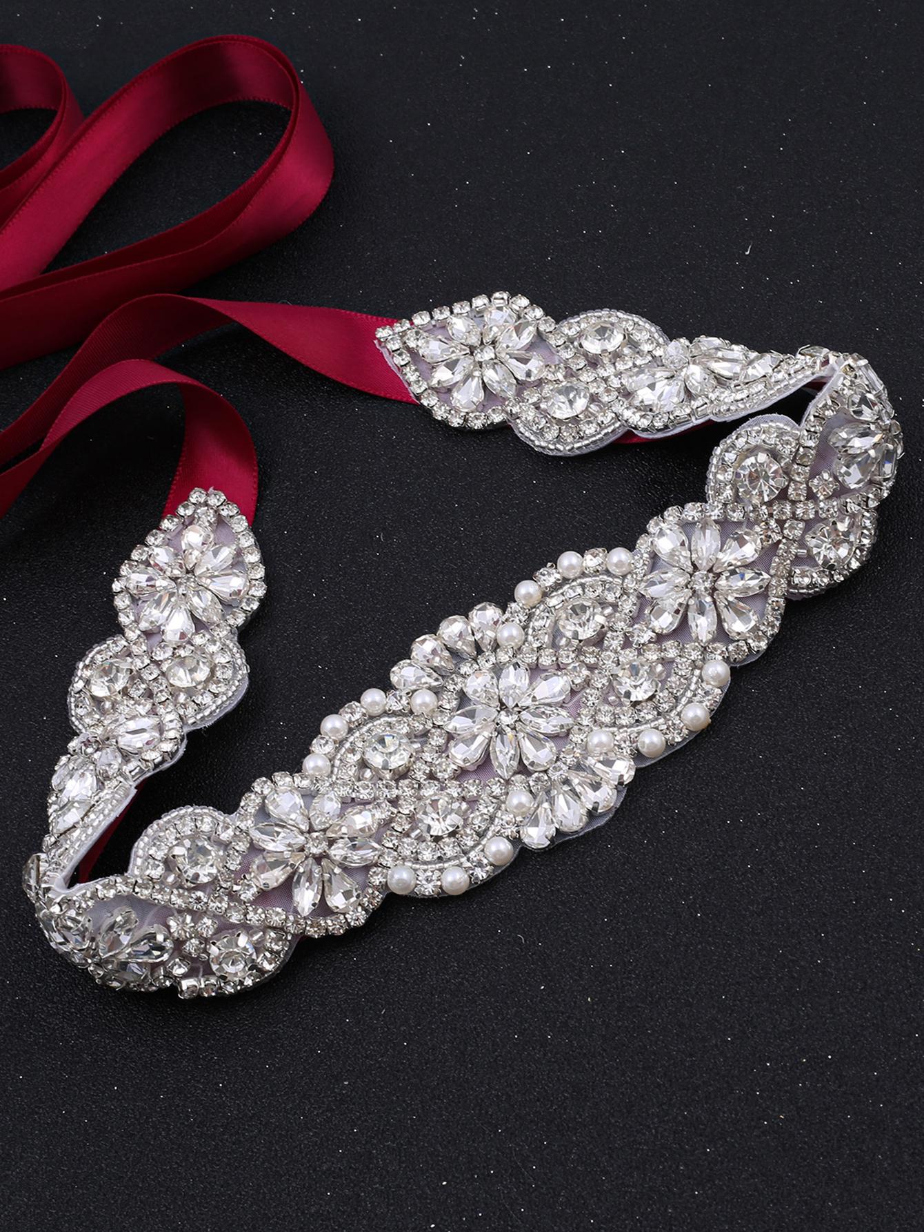 1pc Women Rhinestone Decor Glamorous Bridal Belt For Wedding Party